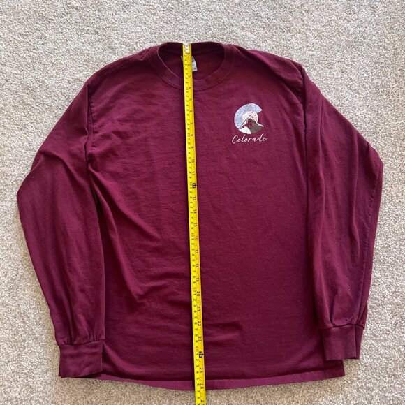 Colorado Life is Better in the Mountains Maroon Burgundy Long Sleeve Shirt M - Picture 4 of 6